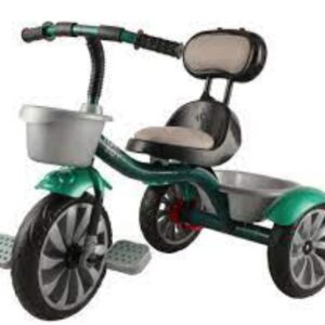 BABY PADDLE TRICYCLE W.FRONT REAR BASKET LEATHER SEAT GUPSTO